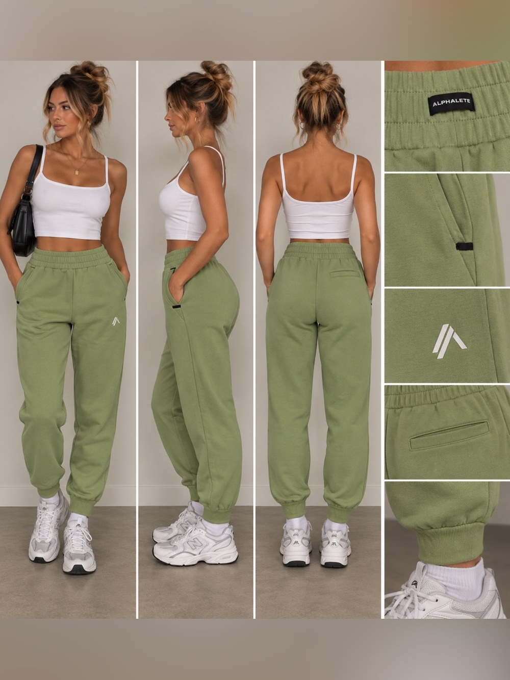 Alphalete Olive Green High-Rise Jogger Pants